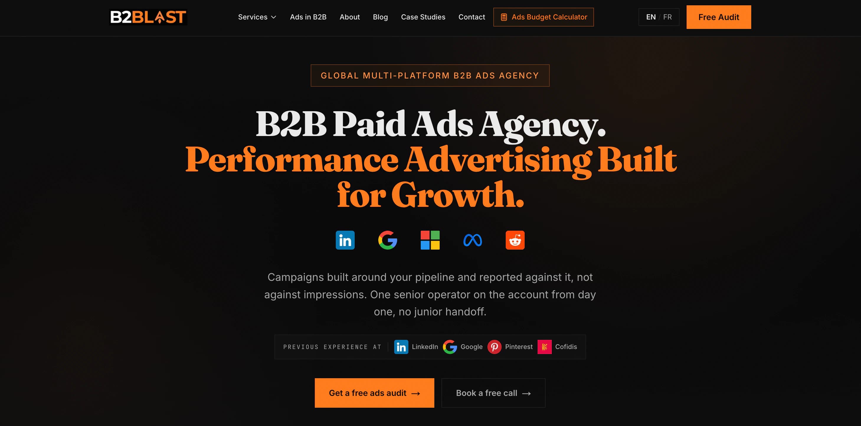 B2BLAST B2B paid ads marketing agency homepage